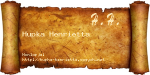 Hupka Henrietta névjegykártya